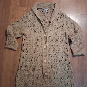 April Cornell Tan Open-Knit Cardigan